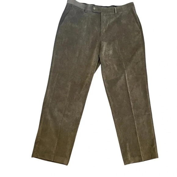 Alan Flusser Pants Men W38X30L Brown Corduroy Flat Front Straight Leg Casual - Picture 1 of 8